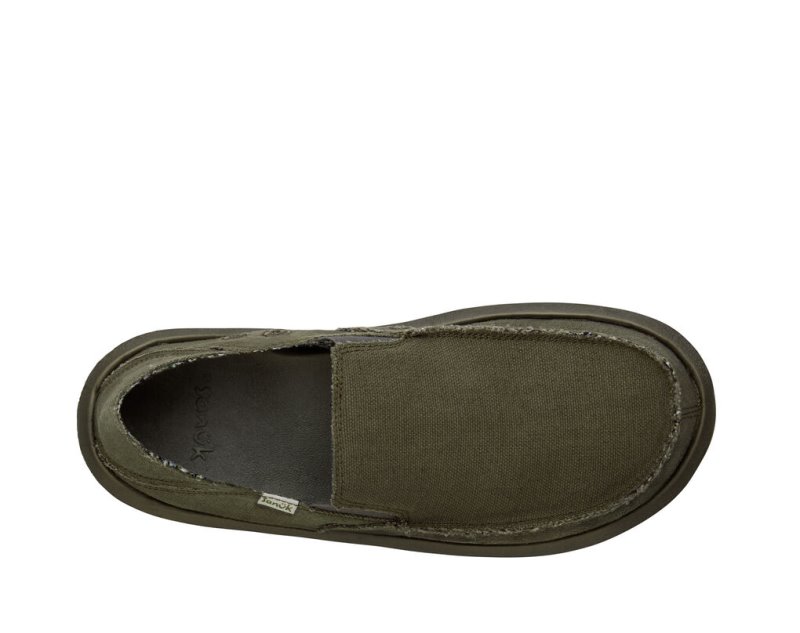 Sanuk Vagabond Soft Top Hemp Collapsible Heel Men's Sidewalk Surfers Olive | Canada 218EBC